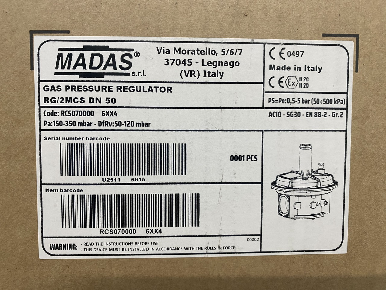 van dieu ap madas DN50